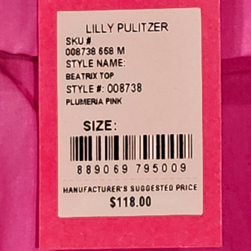Lilly Pulitzer Beatrix off the shoulder top Plumeria pink sz. MED.  $118 tag NWT - Picture 5 of 8